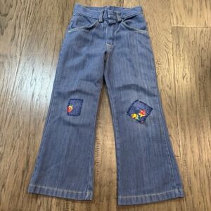 Vintage Health-tex Stantogs Toddler Jeans‎ Size 5 Patched Denim Bell Bottom